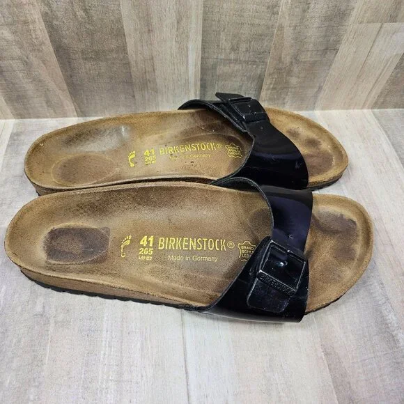 Birkenstock Woman's Sz 41 Madrid Single Black Strap Adjustable Sandals Shoes - Picture 7 of 10
